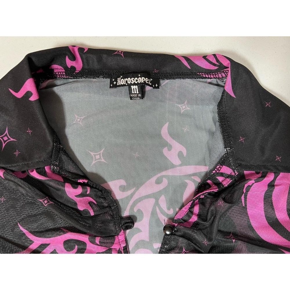 Dolls Kill Horoscopez ‘Cosmic Ink’ Mesh Tattoo Graphic Shirt Top Blouse Size M View 3